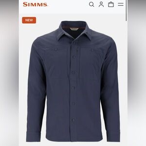 Simms Navy Long Sleeve Fishing Shirt